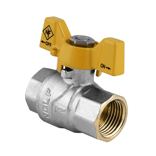 Кран кульовий Nolf NF.712 - 1/2" FF ГГМ YELLOW, ручка "метелик" жовта (NF2945) NF2945 фото
