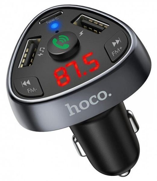 FM модулятор HOCO E51 2USB+type-C+microSD чорний 41390 фото