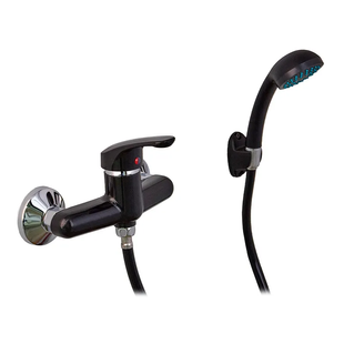 Змішувач для душу Plamix Afina-003 SET Black (зі шлангом, лійкою та кронштейном) (PM0646) PM0646 фото