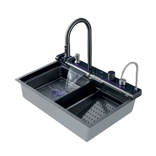 Мийка Zerix ZH7546-SET-04 DECOR Nano-Black із вбудованим змішувачем з нерж. сталі (ZM5578) ZM5578 фото