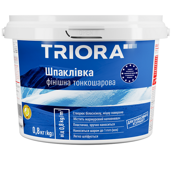 Шпаклівка TRIORA вологостійка акрилова 0.8кг 02128 фото