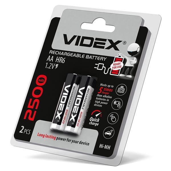 Акумулятор Videx HR6-2500mAh 2DB 1.2V АА (за 2 шт) 23341 фото