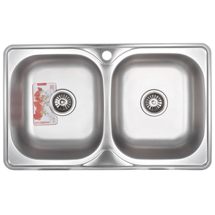 Мийка кухонна Zerix Z7848D-08-180E Double (Satin) (ZS0578) ZS0578 фото