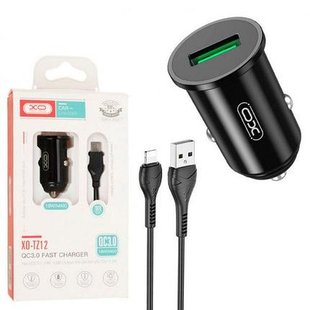 АЗУ авто заряджання XO XTZ12 QC3.0 (1USB/18W) + USB - Lightning 41832 фото