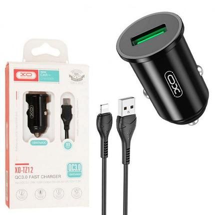 АЗУ авто заряджання XO XTZ12 QC3.0 (1USB/18W) + USB - Lightning 41832 фото