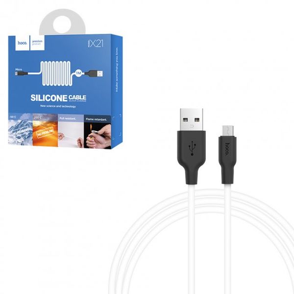 Кабель MicroUSB - USB HOCO Х21 silicone 1м X-21 microUSB фото