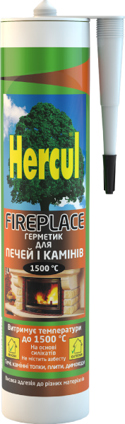 Герметик для печей і камінів Hercul Fireplace термо 1500"С 280мл чорн HFP15 фото