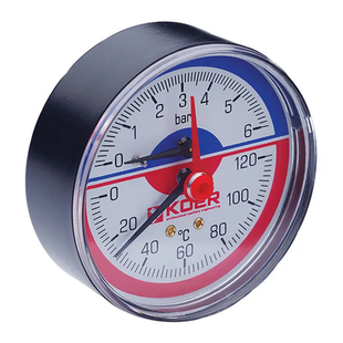 Термо-манометр аксіальний (KOER KM.802A) (0-6 bar), D 80мм, 1/4''-1/2'' (KR0223) KR0223 фото
